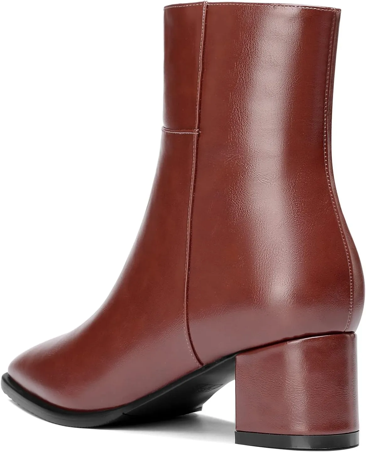 Eldof Low Block Heel Ankle Boots Women's Square Toe Chunky Heel Short Boots Side Zipper Heeled Chelsea Boots