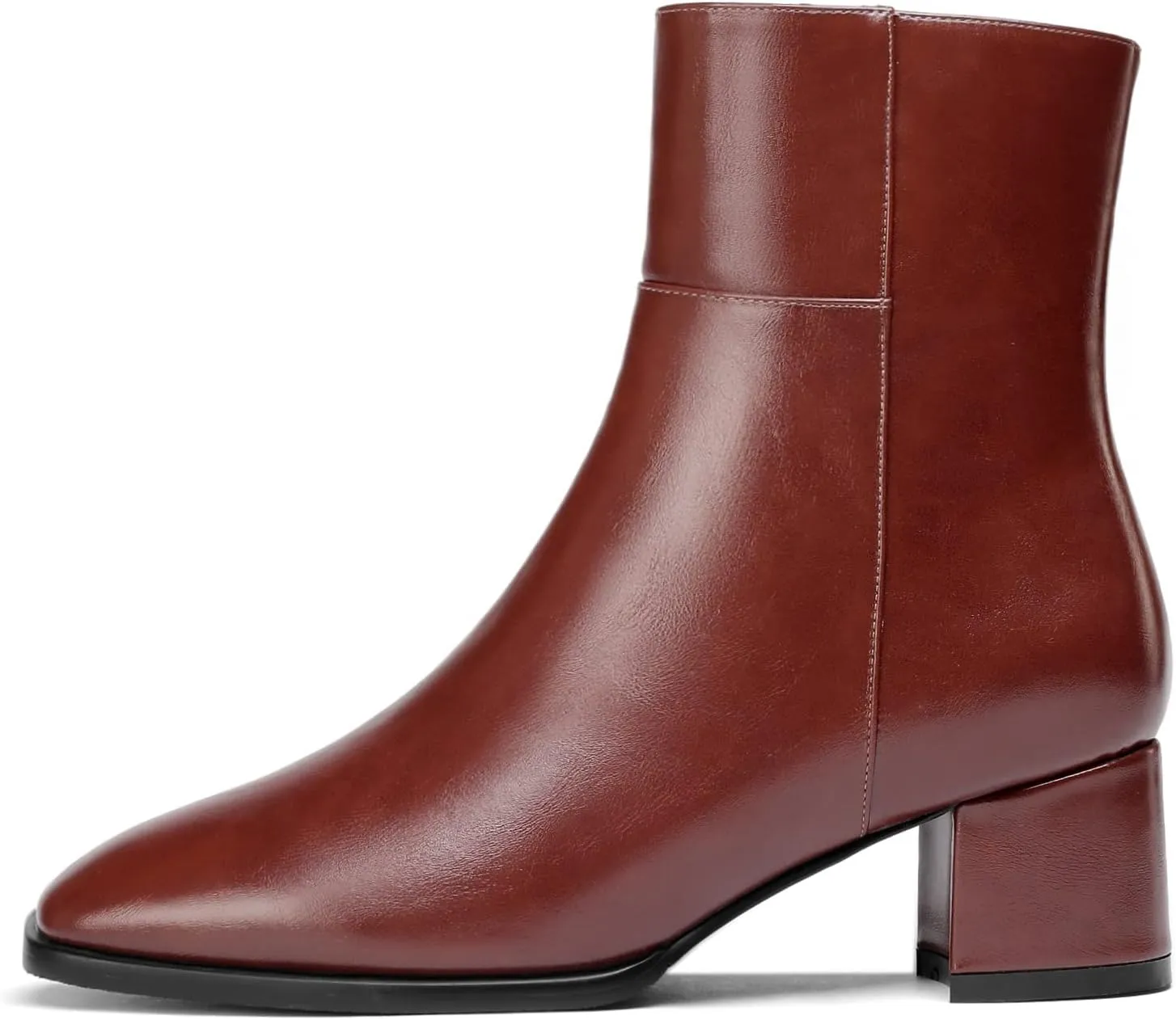 Eldof Low Block Heel Ankle Boots Women's Square Toe Chunky Heel Short Boots Side Zipper Heeled Chelsea Boots