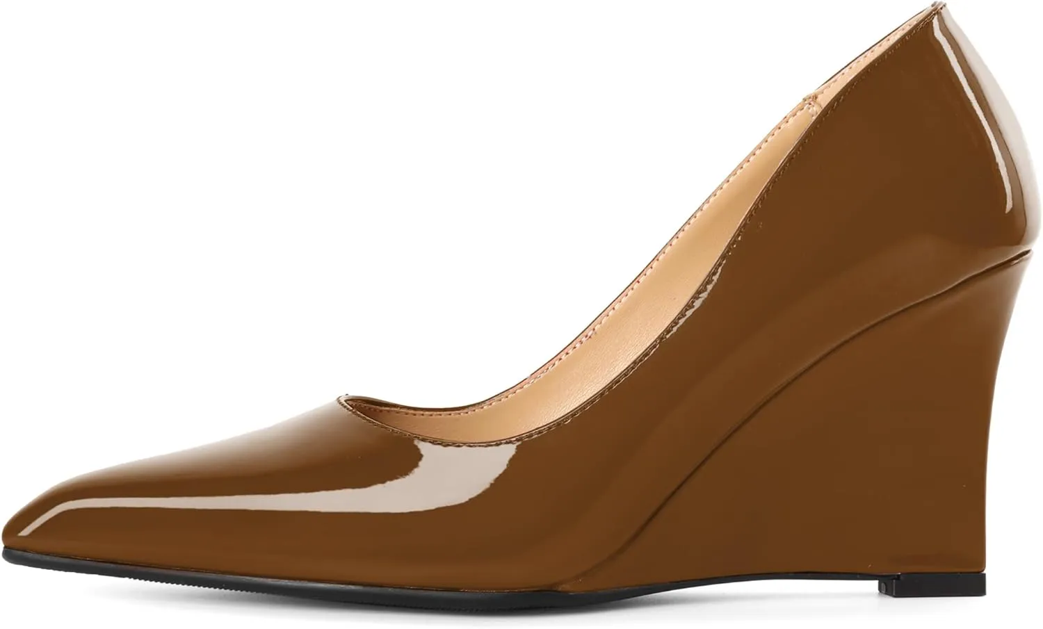 Eldof Wedges Heels for Women Pointed Closed Toe Slip On High Heel Wedges Shoes Sexy Wedding Dressy Pumps 3.5 Inches