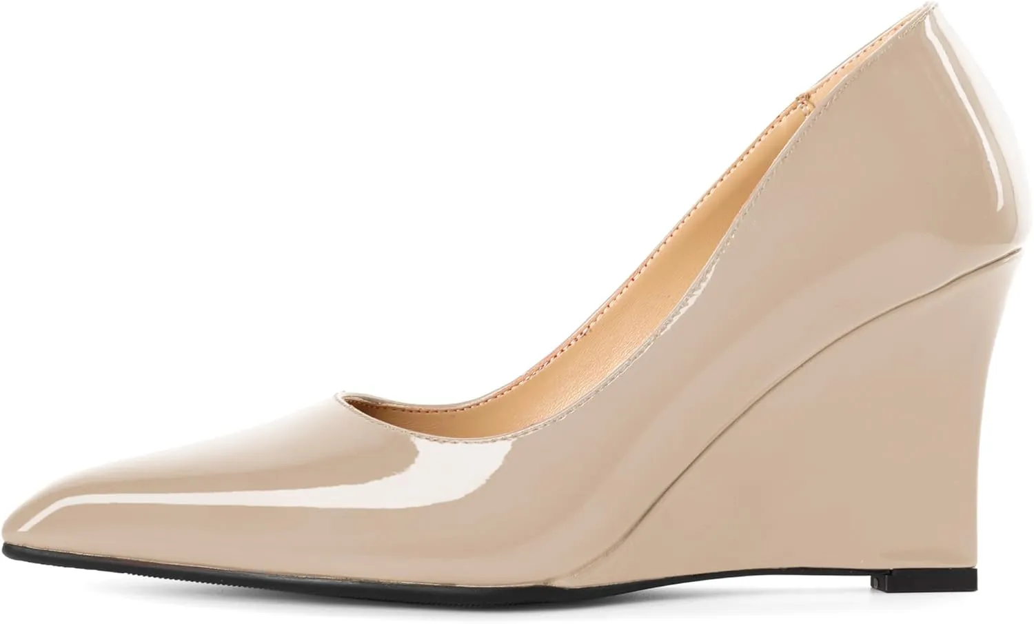 Eldof Wedges Heels for Women Pointed Closed Toe Slip On High Heel Wedges Shoes Sexy Wedding Dressy Pumps 3.5 Inches