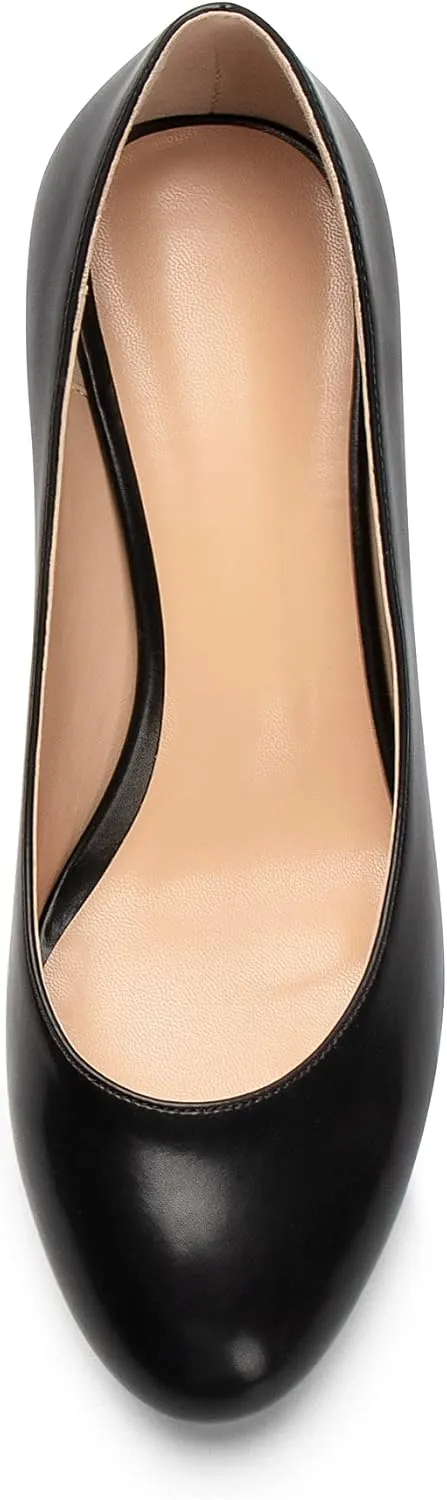 Eldof Women Kitten Heel Pumps - Round Toe 6.5cm Mid-Heel Court Shoes for Wedding, Party, Office