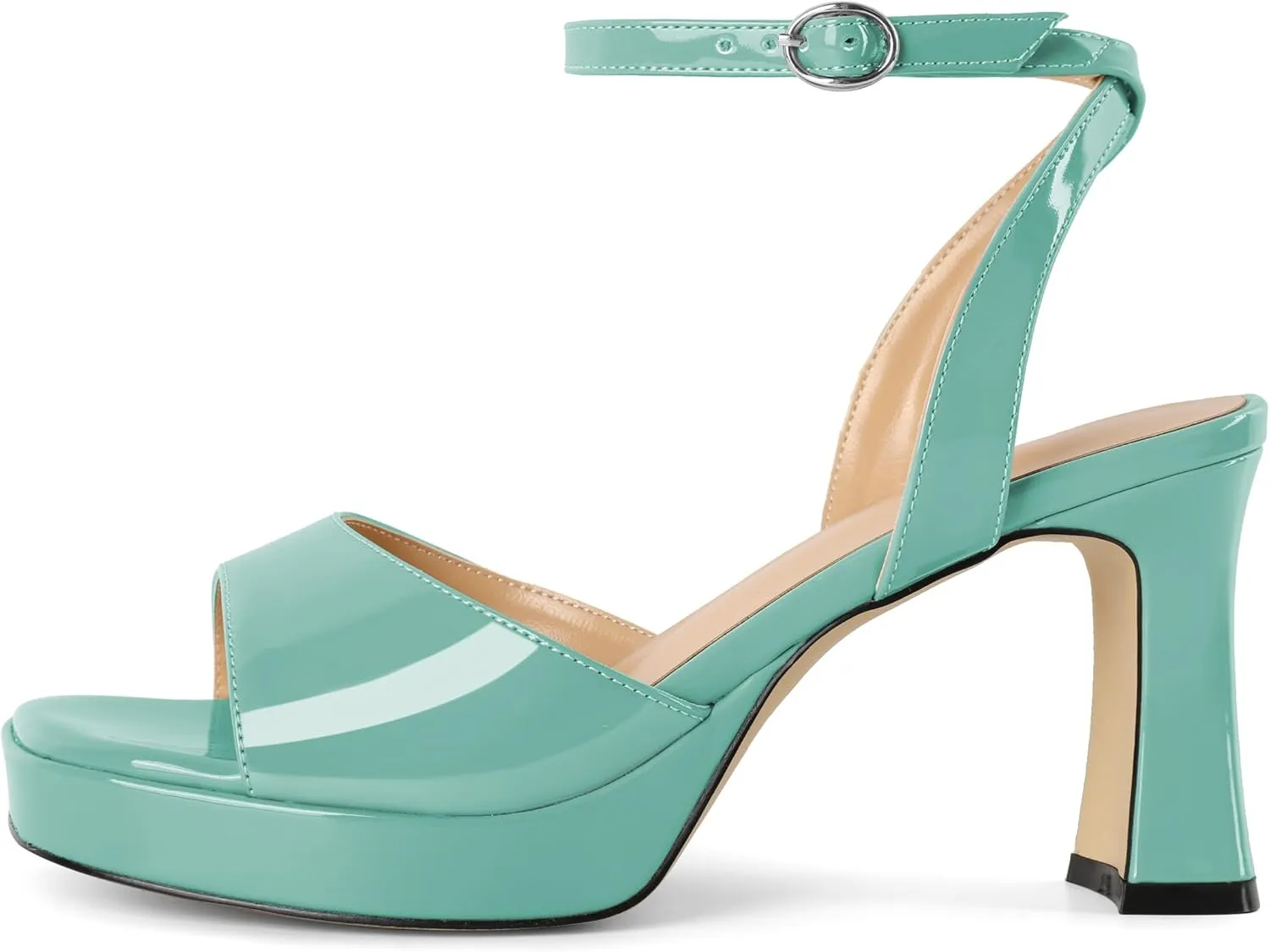 Eldof Women's Chunky Block Platform High Heels Adjustable Ankle Straps Open Toe Pumps Fashion Wedding Party Dressy Sandals 3.5 Inches