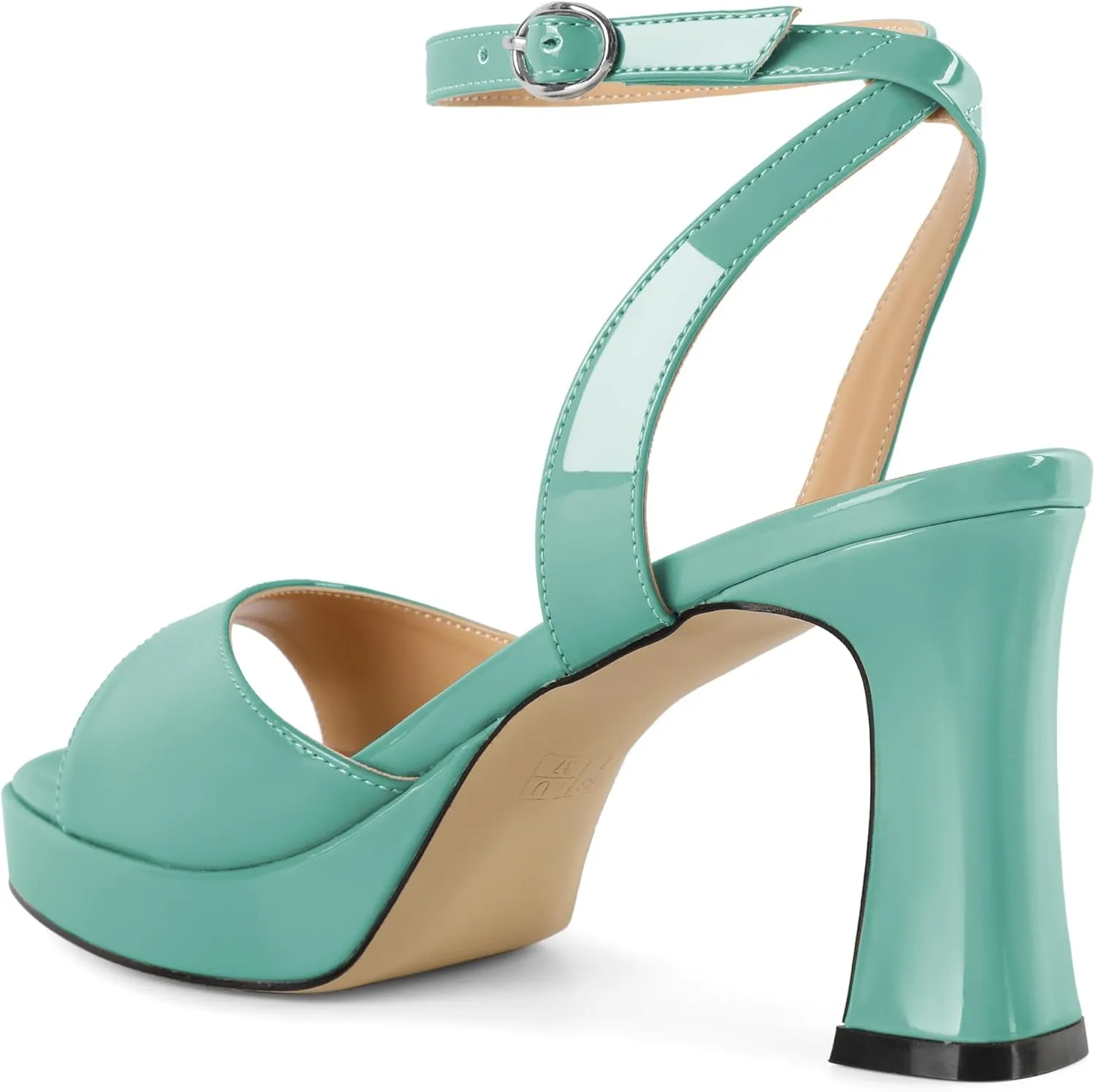 Eldof Women's Chunky Block Platform High Heels Adjustable Ankle Straps Open Toe Pumps Fashion Wedding Party Dressy Sandals 3.5 Inches