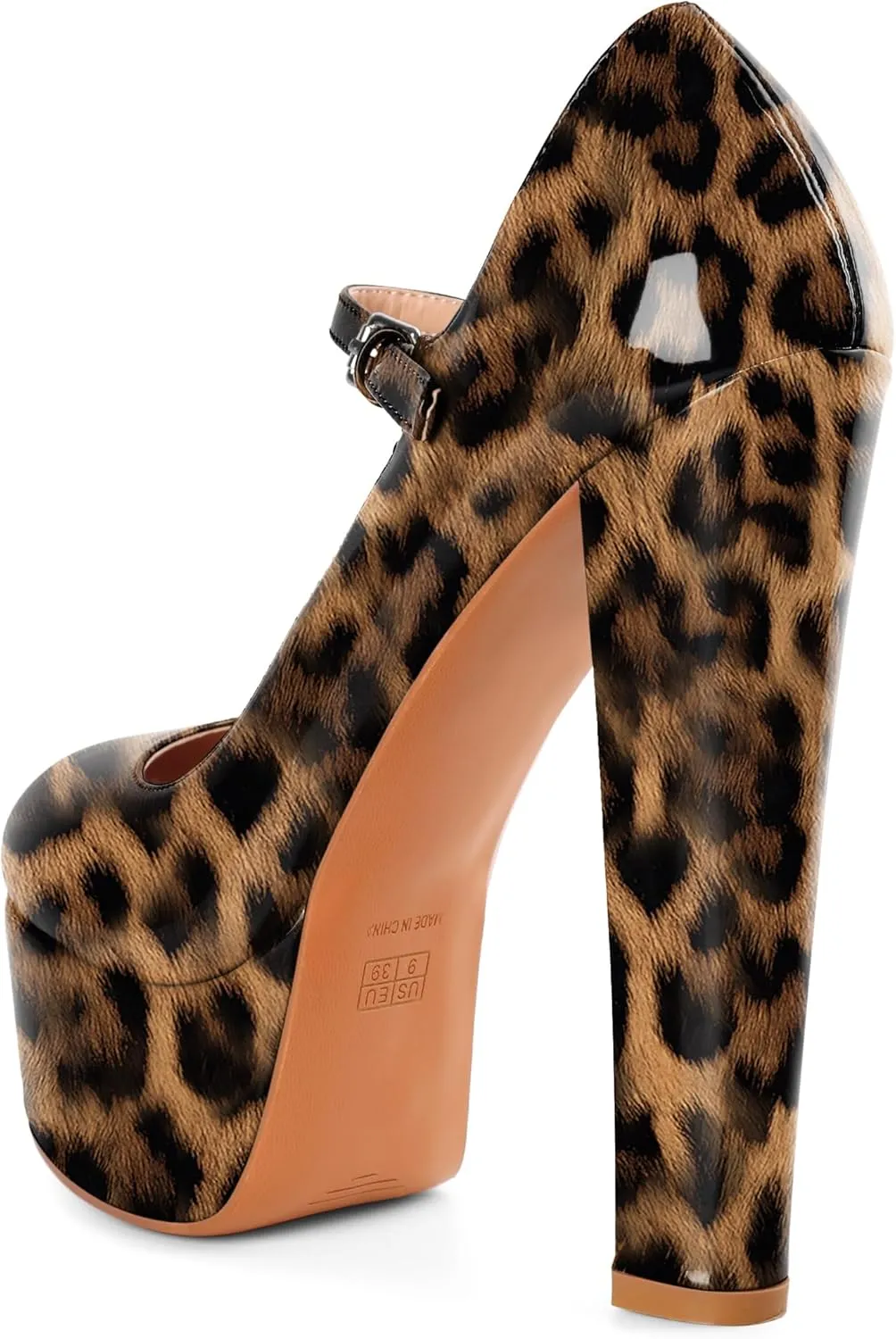 Eldof Women's Round Closed Toe Platform Mary Jane Pumps Block Chunky High Heel Sexy Wedding Dressy Shoes 6 Inches