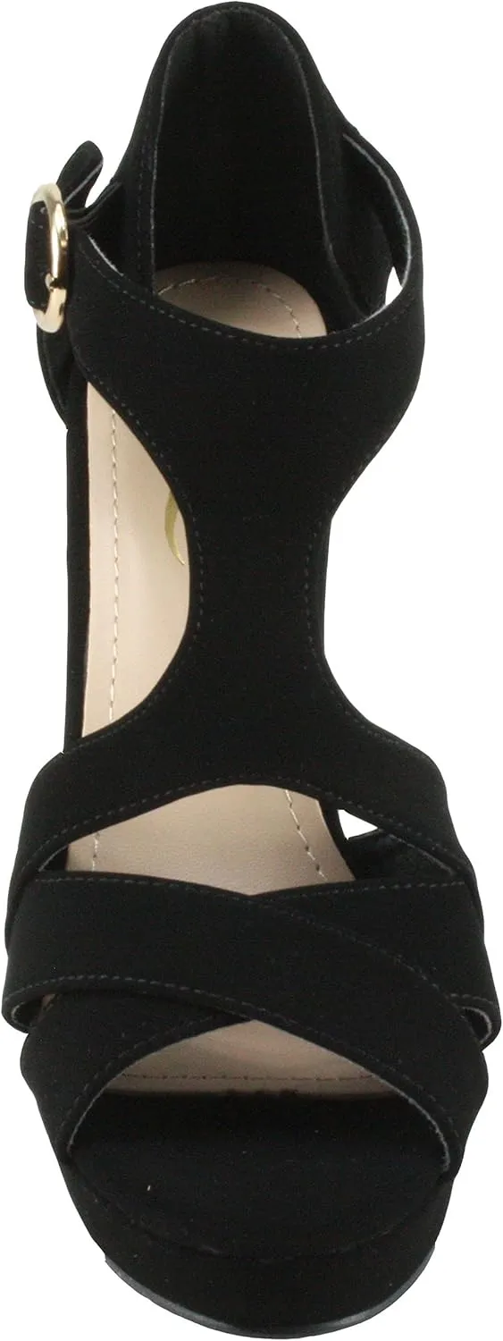 ELEGANT Women's Olena-1 Adjustable T-Strap Platform High Heels Dress Pumps