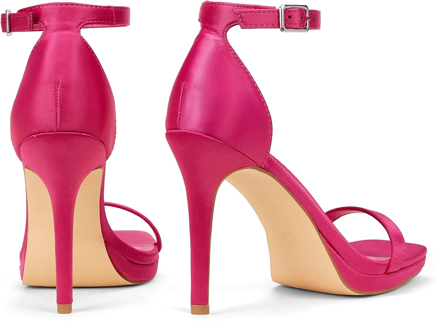 Elisabet Tang Women's 4.3 Inch Platform High Heeled Sandals Strappy Stiletto Open Square Toe Heel with Ankle Strap at Wedding Party Prom Work Dating