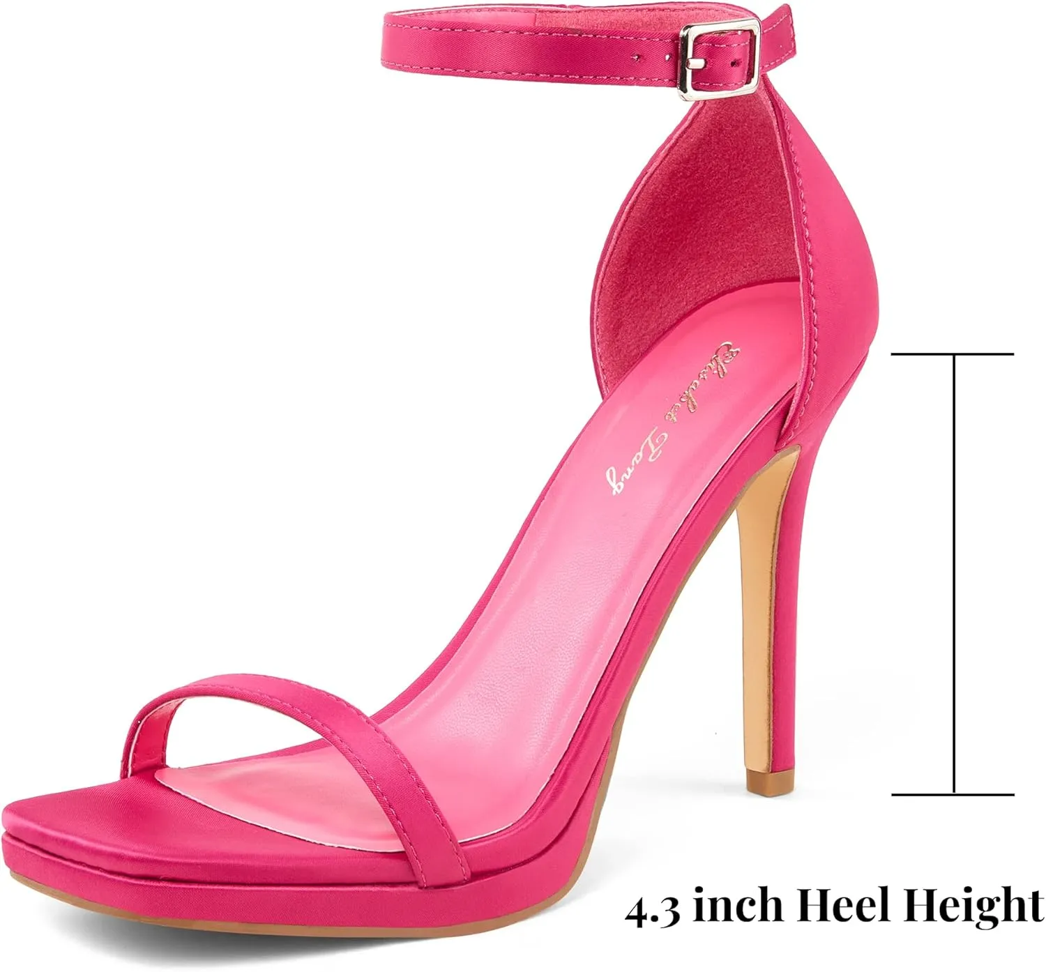 Elisabet Tang Women's 4.3 Inch Platform High Heeled Sandals Strappy Stiletto Open Square Toe Heel with Ankle Strap at Wedding Party Prom Work Dating