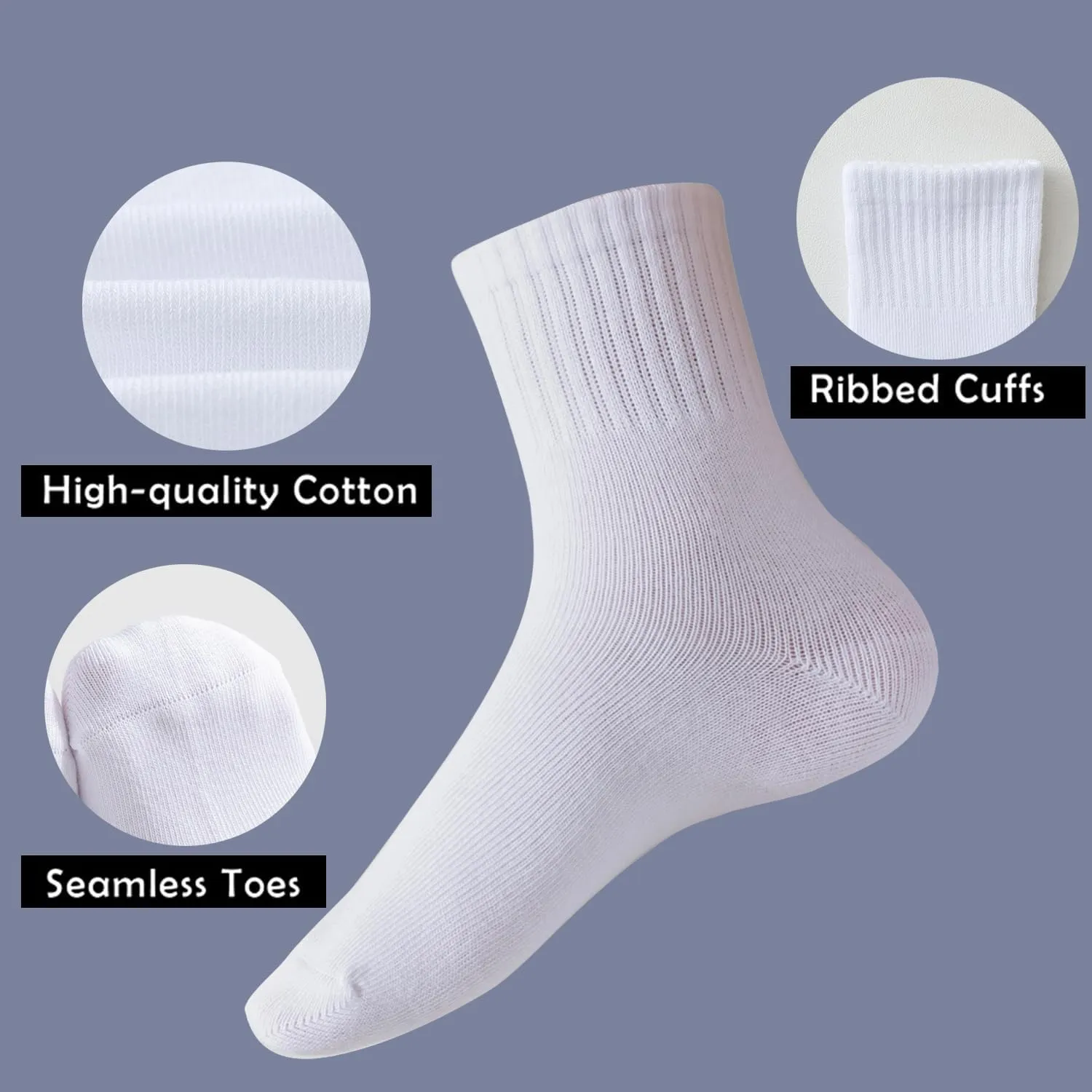 EPEIUS Unisex Kids Crew Socks Boys Dress Socks Soft Cotton Seamless School Socks for Girls White Black Navy 4/8 Pairs