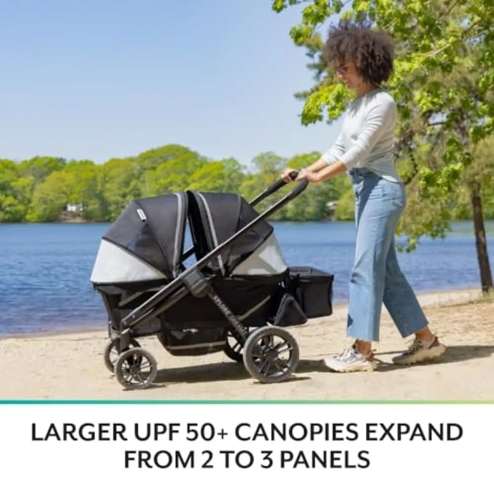 Evenflo Pivot Xplore Dreamz All-Terrain Stroller Wagon with Bassinet Insert (Voyager Green)