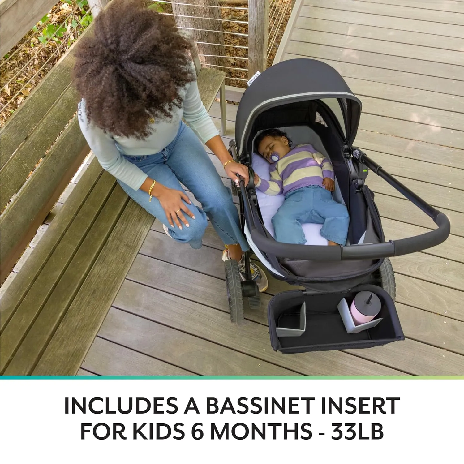 Evenflo Pivot Xplore Dreamz All-Terrain Stroller Wagon with Bassinet Insert (Voyager Green)
