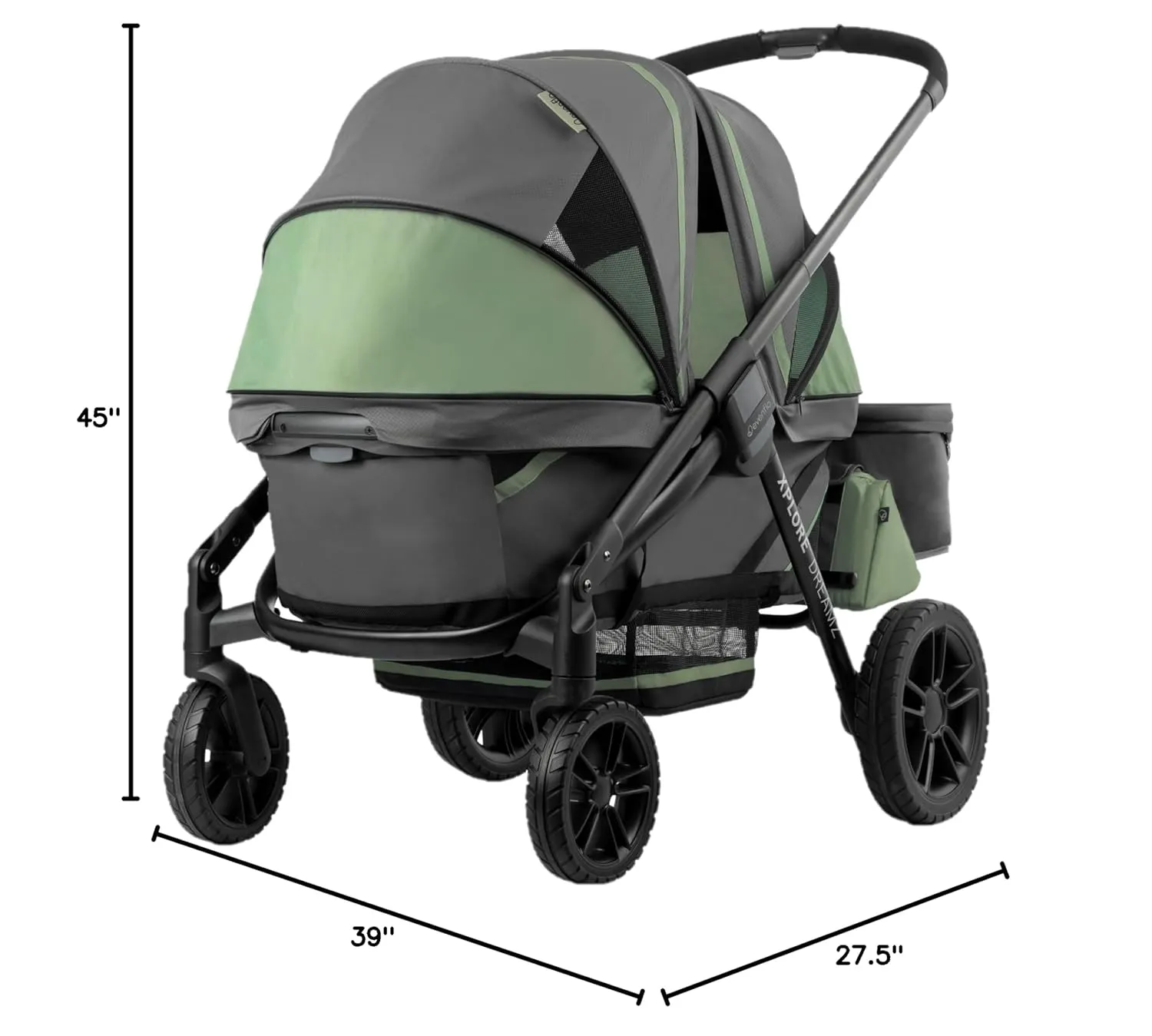 Evenflo Pivot Xplore Dreamz All-Terrain Stroller Wagon with Bassinet Insert (Voyager Green)