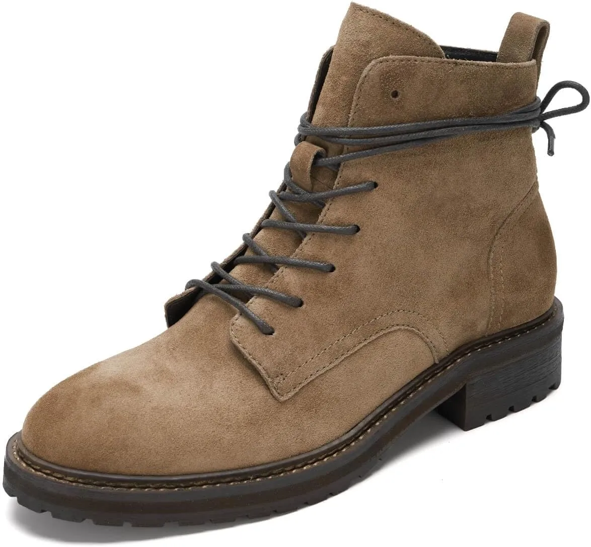 Fashionable Women's Low Heel Ankle Boots - Easy Slip on ，Stylish and Comfortable Flat Booties for Women