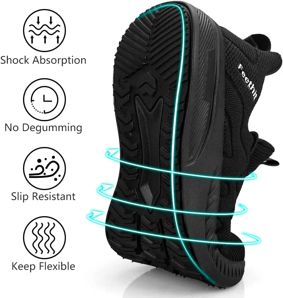 Feethit Mens Non Slip Walking Sneakers Lightweight Breathable Slip on Running Shoes Athletic Gym Tennis Shoes for Men