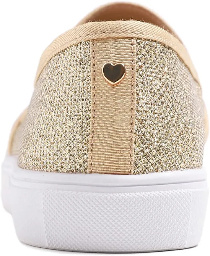 FEVERSOLE Women's Fashion Shiny Soft Slip On Sneaker Sparkle Casual Comfort Loafers