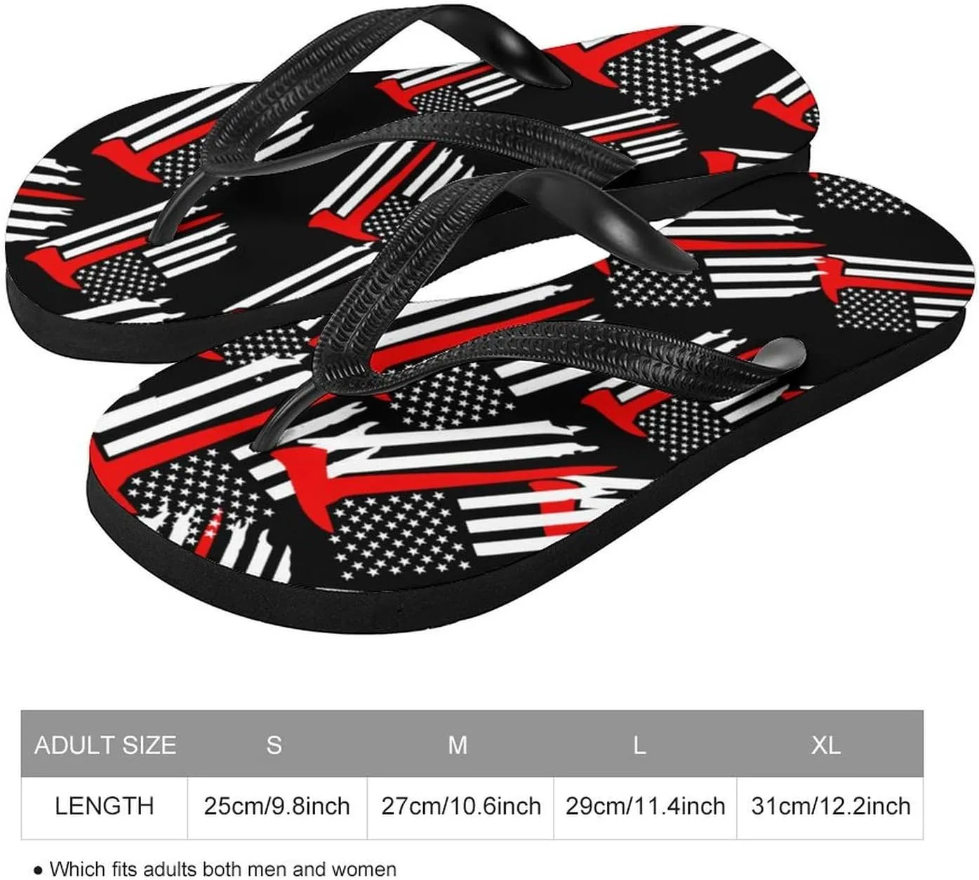 Fire Firefighter Red Line Flag Slim Flip Flops for Women Men Casual Non-Slip Sandals Beach Flip Flop Shower Slippers