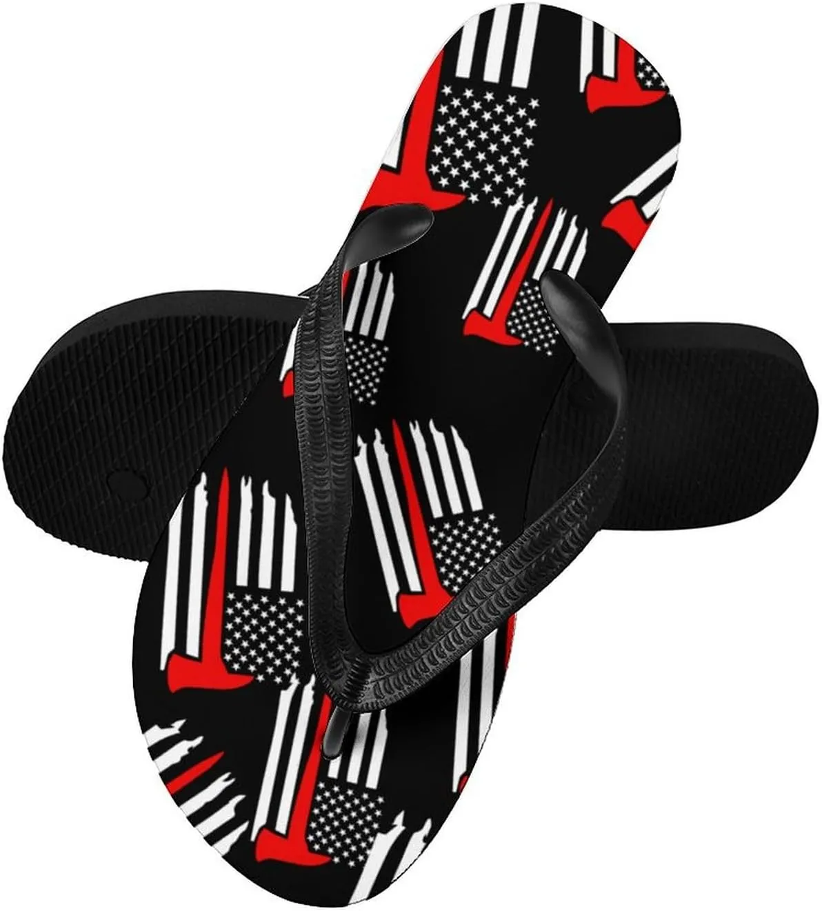 Fire Firefighter Red Line Flag Slim Flip Flops for Women Men Casual Non-Slip Sandals Beach Flip Flop Shower Slippers