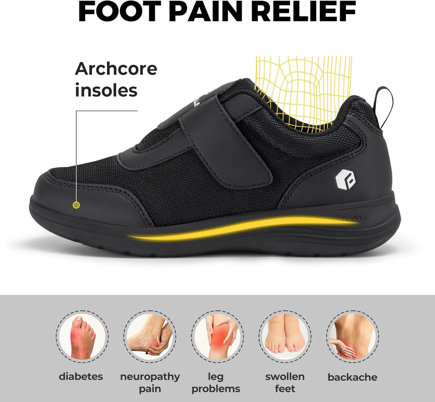 FitVille Diabetic Shoes for Women Wide Width, Fully Adjustable Straps Wide Toe Box Shoes Women Shoes for Edema and Swollen Feet