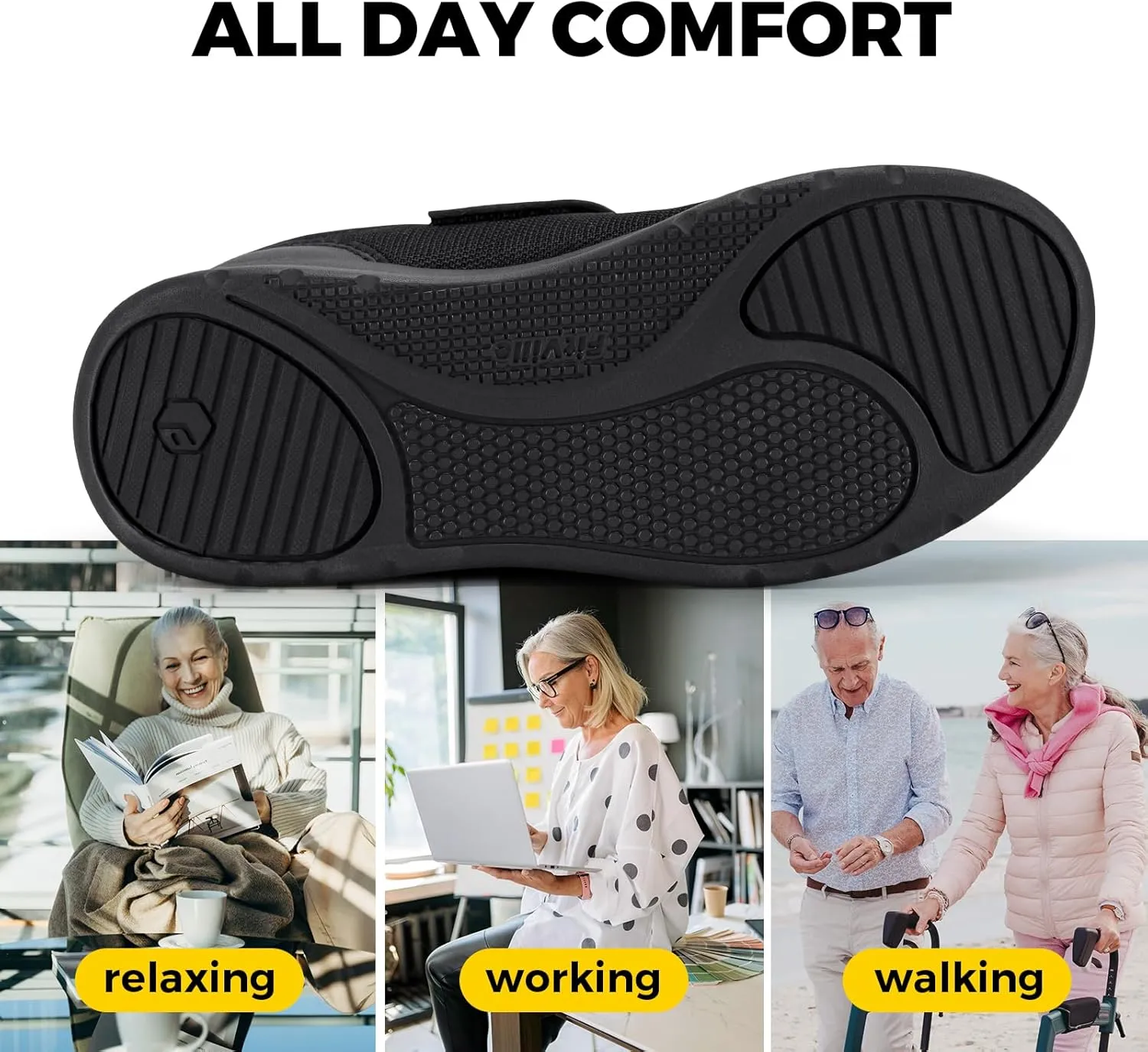 FitVille Diabetic Shoes for Women Wide Width, Fully Adjustable Straps Wide Toe Box Shoes Women Shoes for Edema and Swollen Feet