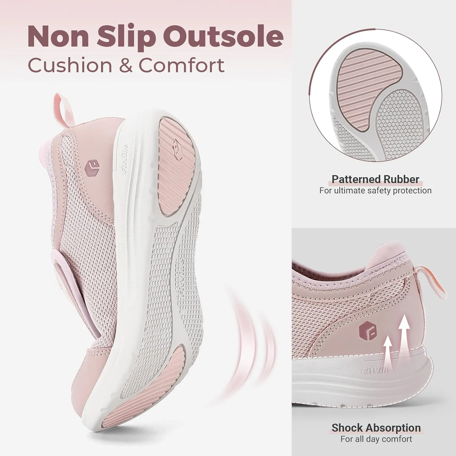FitVille Diabetic Shoes for Women Wide Width with Arch Support, Fully Adjustable Straps Extra Wide Shoes for Women