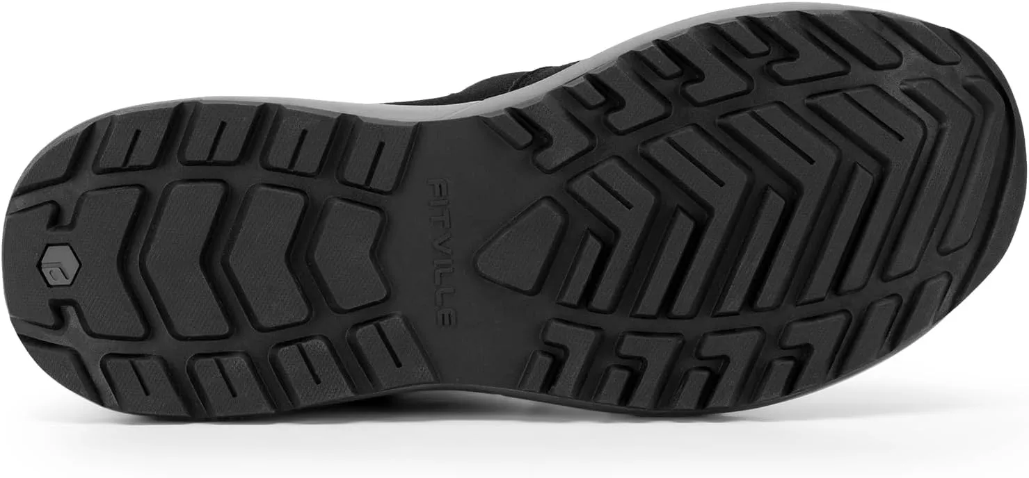 FitVille Men's Wide Slip on Shoes for Men Hiking Shoes Go Walking Shoes Loafers Trekking Trails Sneakers with Arch Support
