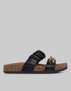 Fladeo Chain Gold Detail Sandal Slide Wanita