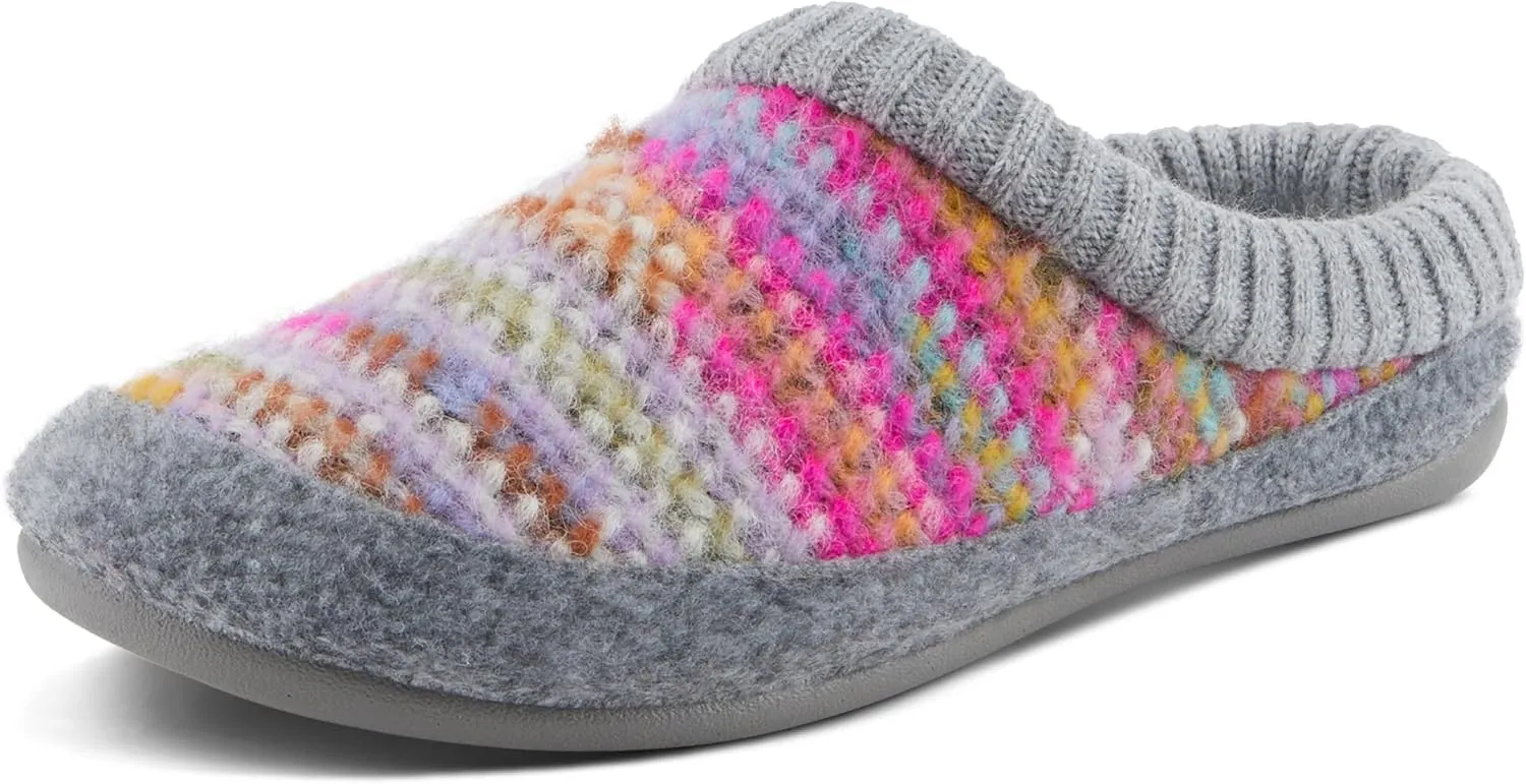 Flexus Women's GELINA Knitted Wool Slides with Recycled Materials, Comfortable Fit, and Rubber Outsole