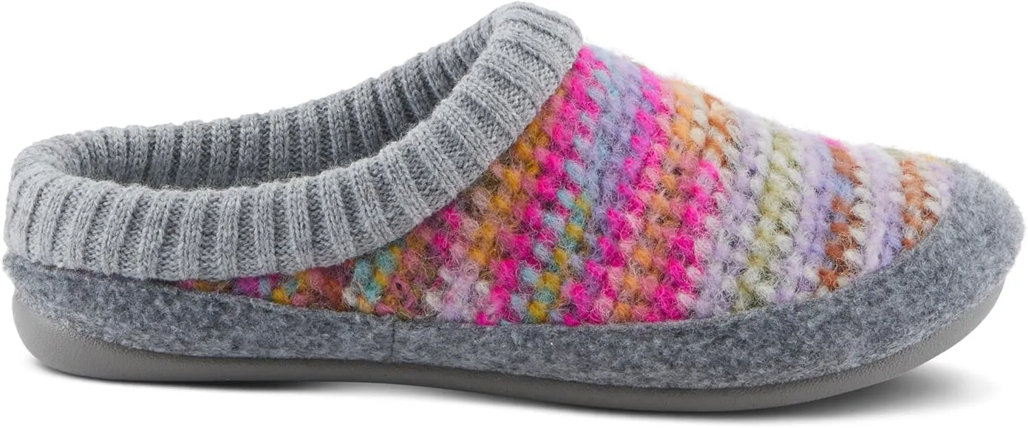 Flexus Women's GELINA Knitted Wool Slides with Recycled Materials, Comfortable Fit, and Rubber Outsole