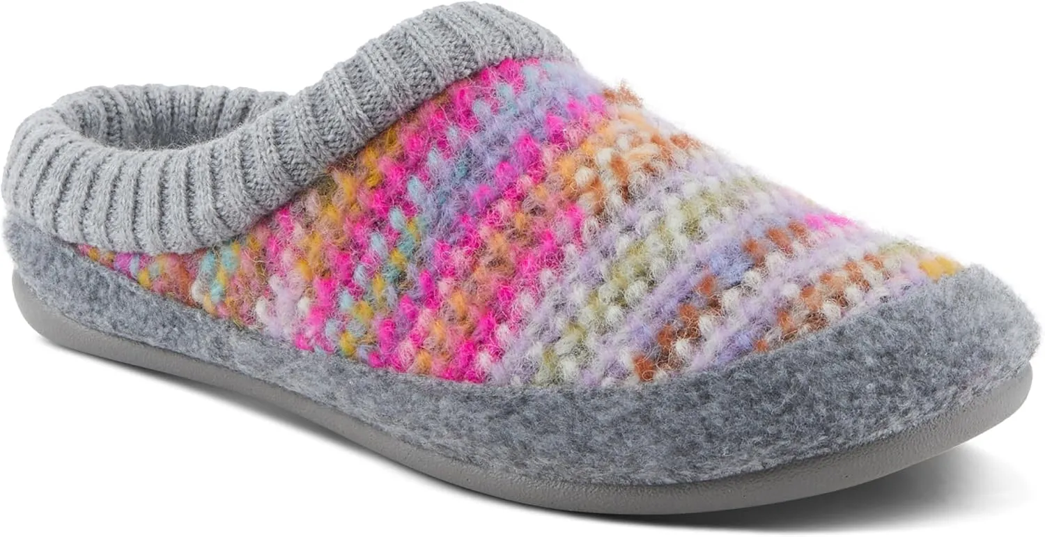 Flexus Women's GELINA Knitted Wool Slides with Recycled Materials, Comfortable Fit, and Rubber Outsole