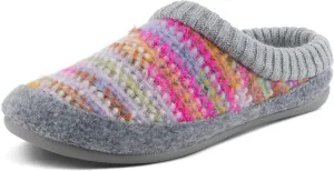 Flexus Women's GELINA Knitted Wool Slides with Recycled Materials, Comfortable Fit, and Rubber Outsole