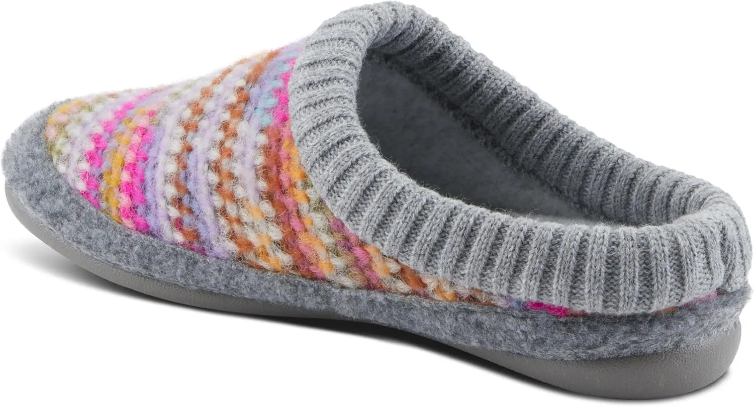 Flexus Women's GELINA Knitted Wool Slides with Recycled Materials, Comfortable Fit, and Rubber Outsole