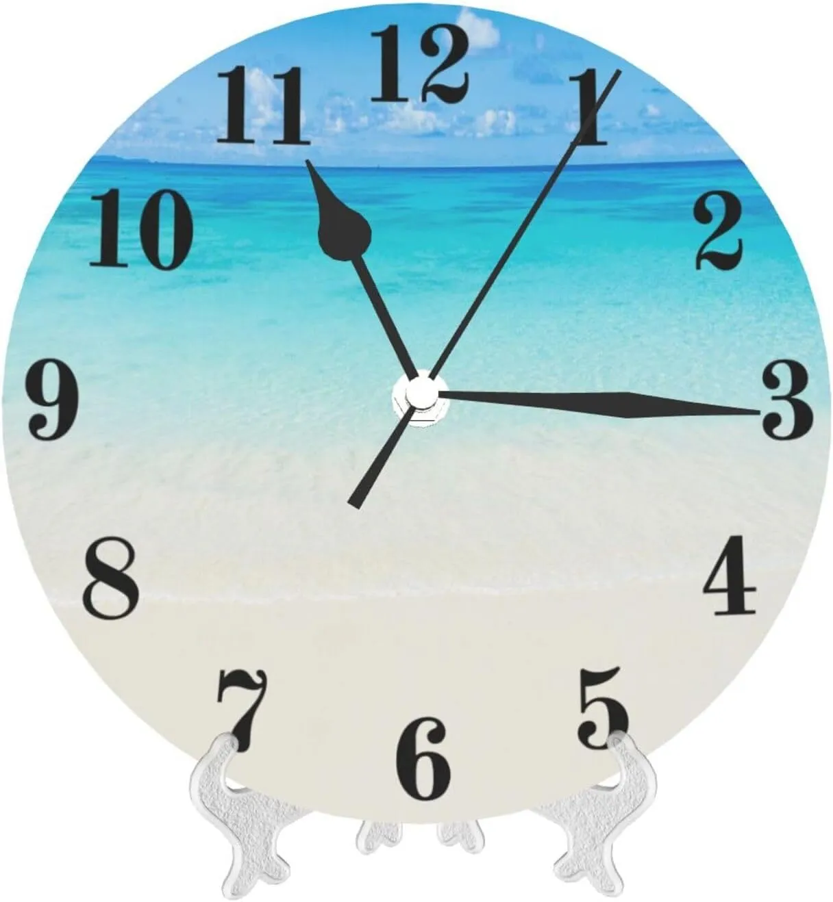 Flip Flop Wall Clock,Funky Beach Slippers Blended Aqua,Silent Non-Ticking 10 Inch Round Clocks PVC Battery Operated Quartz Analog for Living Room Bedroom Office Home School Decor,Green and Blue
