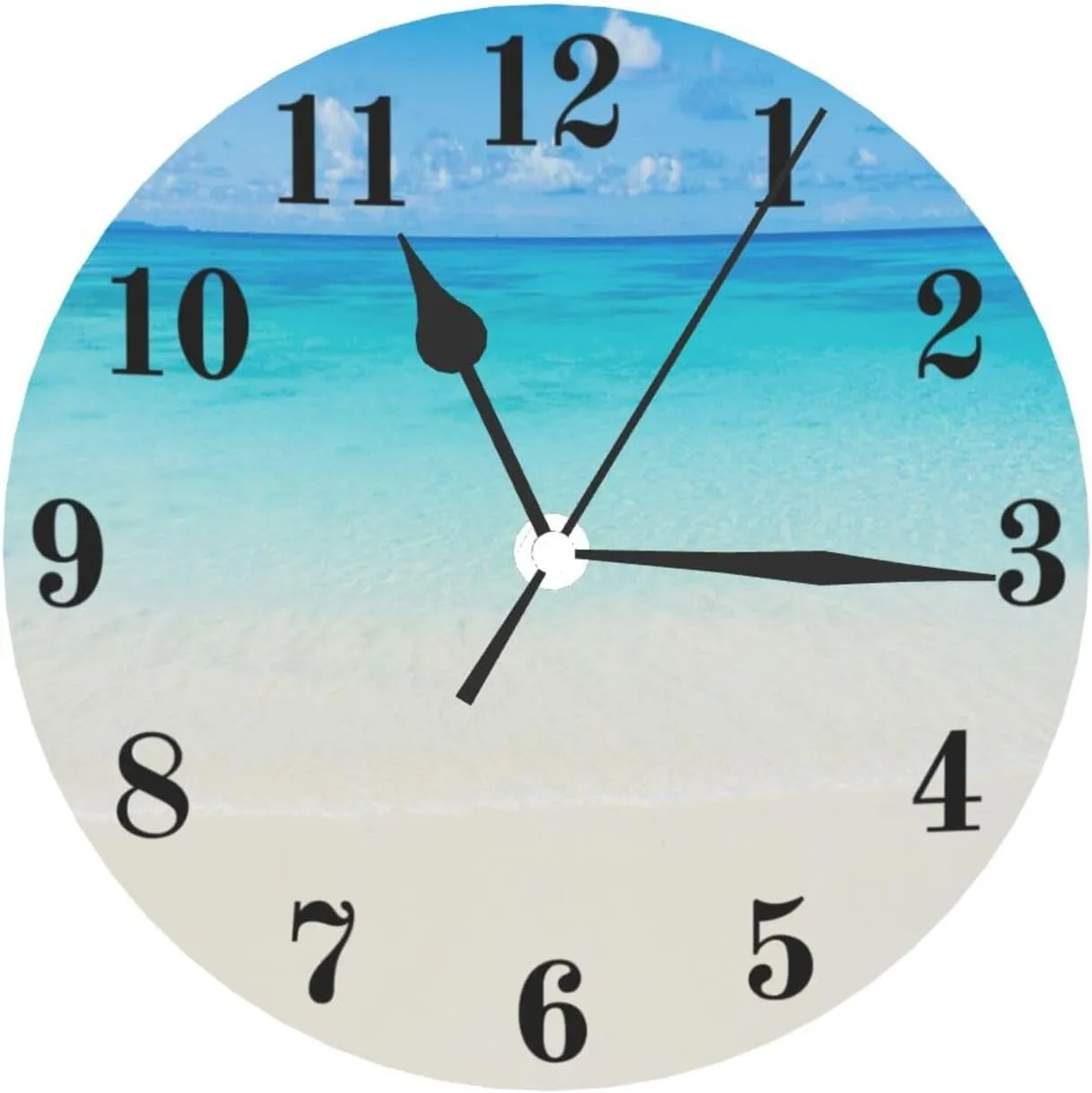 Flip Flop Wall Clock,Funky Beach Slippers Blended Aqua,Silent Non-Ticking 10 Inch Round Clocks PVC Battery Operated Quartz Analog for Living Room Bedroom Office Home School Decor,Green and Blue