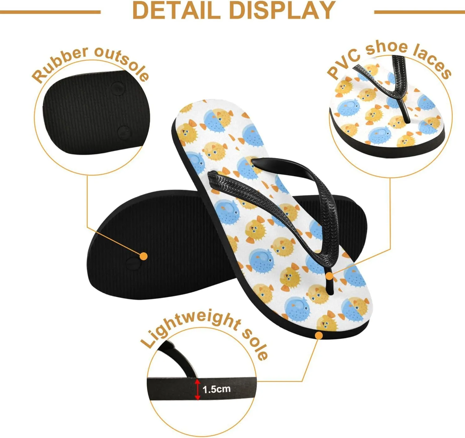 Flip Flops for Men Women Summer Beach Sandal Bathroom Shower Shoes