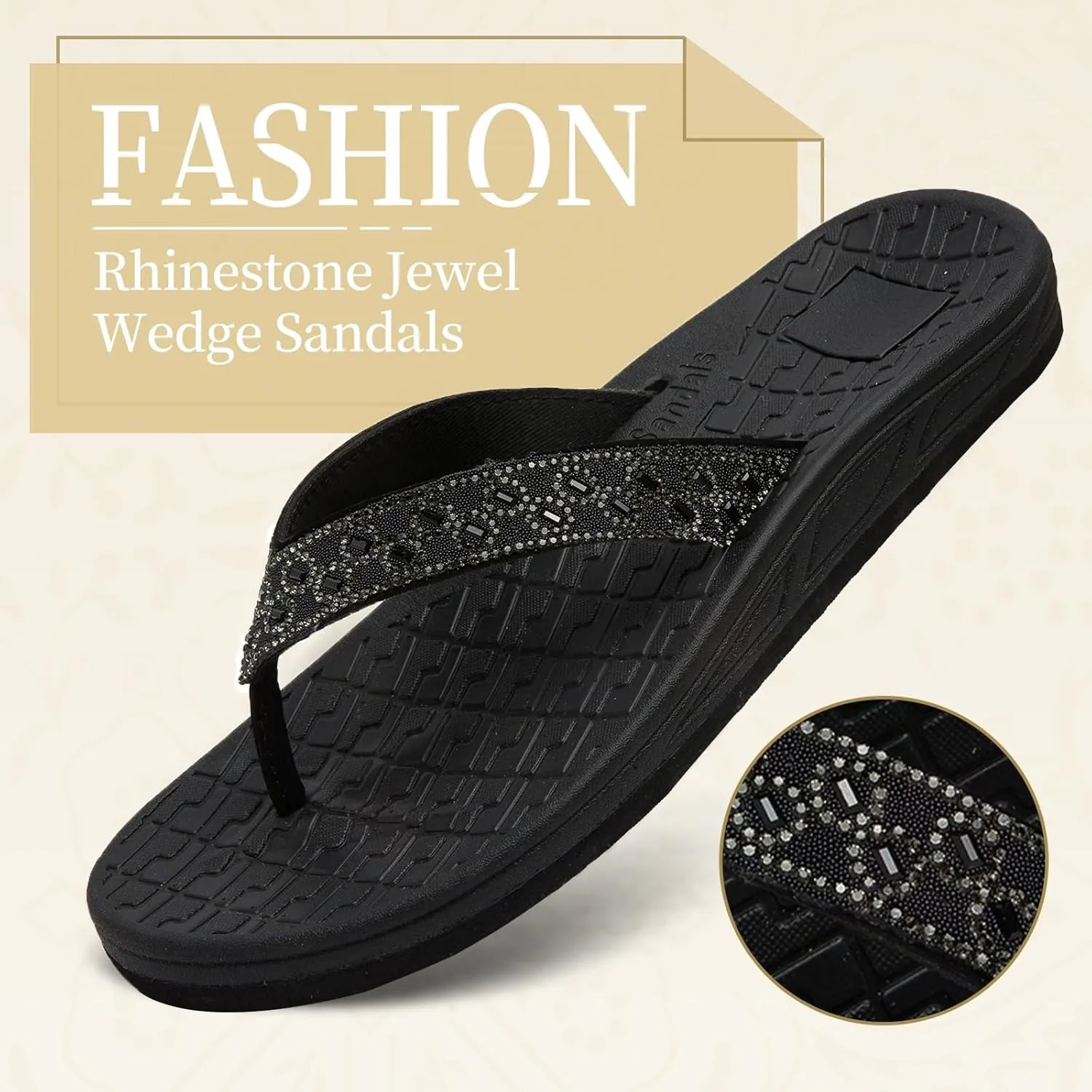 Flip Flops for Women with Arch Support Rhinestone Comfortable Summer Beach Walking Thong Sandals Orthotic Rubber Soles Flip Flop Slippers Slip On Indoor Outdoor
