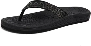 Flip Flops for Women with Arch Support Rhinestone Comfortable Summer Beach Walking Thong Sandals Orthotic Rubber Soles Flip Flop Slippers Slip On Indoor Outdoor