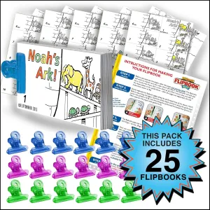 Fliptomania Noah's Ark Flipbook Animation Activity Pack - 25 Sets DIY Flip Books