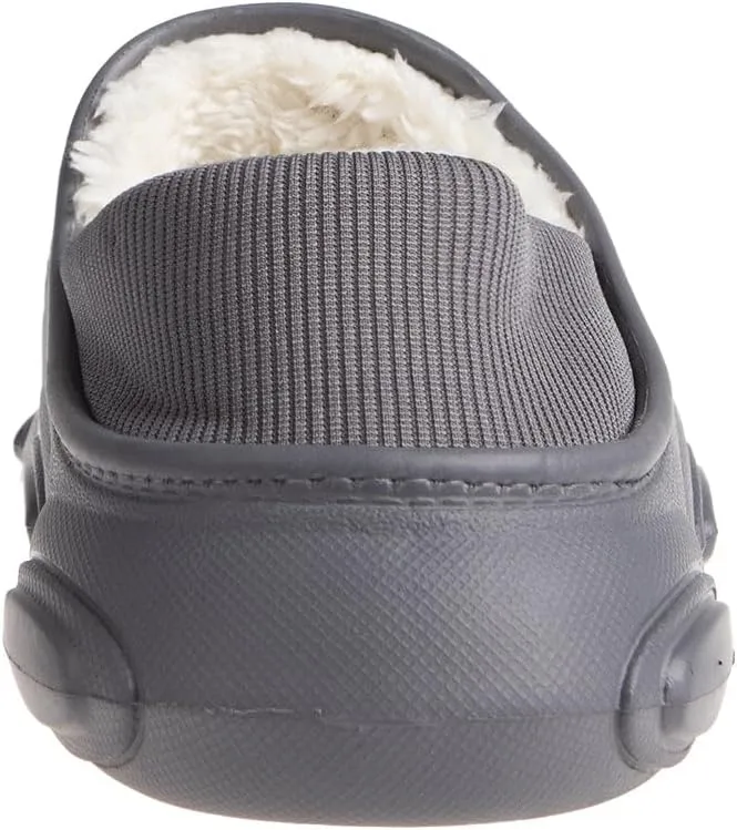 Foamwalk Men's Soft and Comfortable EVA Clog with Faux Fur Lining and Fabric Heel - Furry Clogs for Men