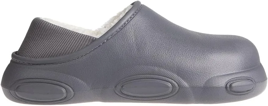 Foamwalk Men's Soft and Comfortable EVA Clog with Faux Fur Lining and Fabric Heel - Furry Clogs for Men