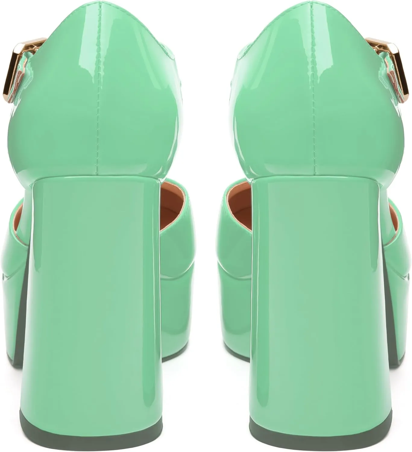 FOGEENA Platform Heels for Women Chunky Block High Heel Closed Square Toe 4.3 Inch T-Strap Mary Jane Pumps Casual Dress Shoe