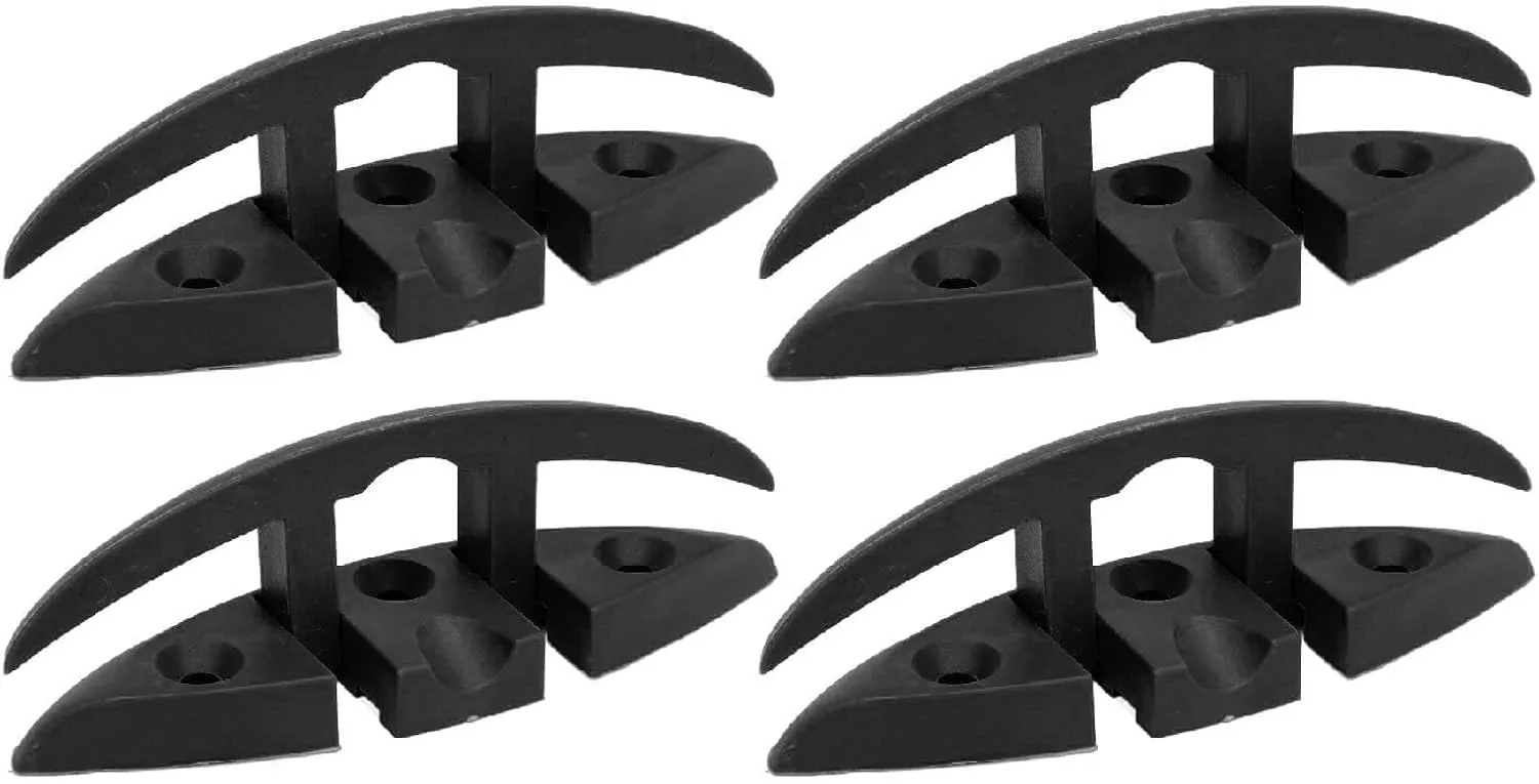 Folding Cleats Marine Grade Rope Cleat Flip Up Dock Cleat, 4PCS Boat Folding Cleat, 5in Nylon 3 Hole High Strength Black Flip Up Dock Cleat for Marine Yacht