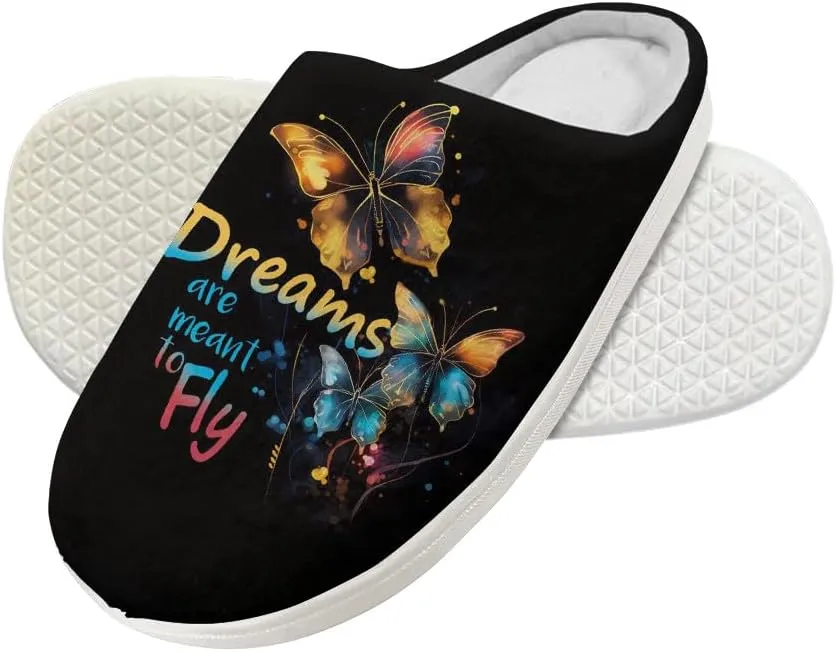 Forchrinse Colorful Butterfly Girls Clog Slippers Memory Foam Soft Warm House Slippers Plush Indoor Bedroom Slippers,9-14.5