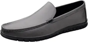 Formal Shoes for Mens Italian Leather Working Slip On Pointed Toe Classic Business Party Wedding Block Heel Casual