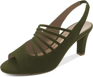 FOWT Women Fashion Peep Toe Slip on Sling Back Pumps Stylish High Chunky Heels Dress Office Shoes Size 4-15 M US