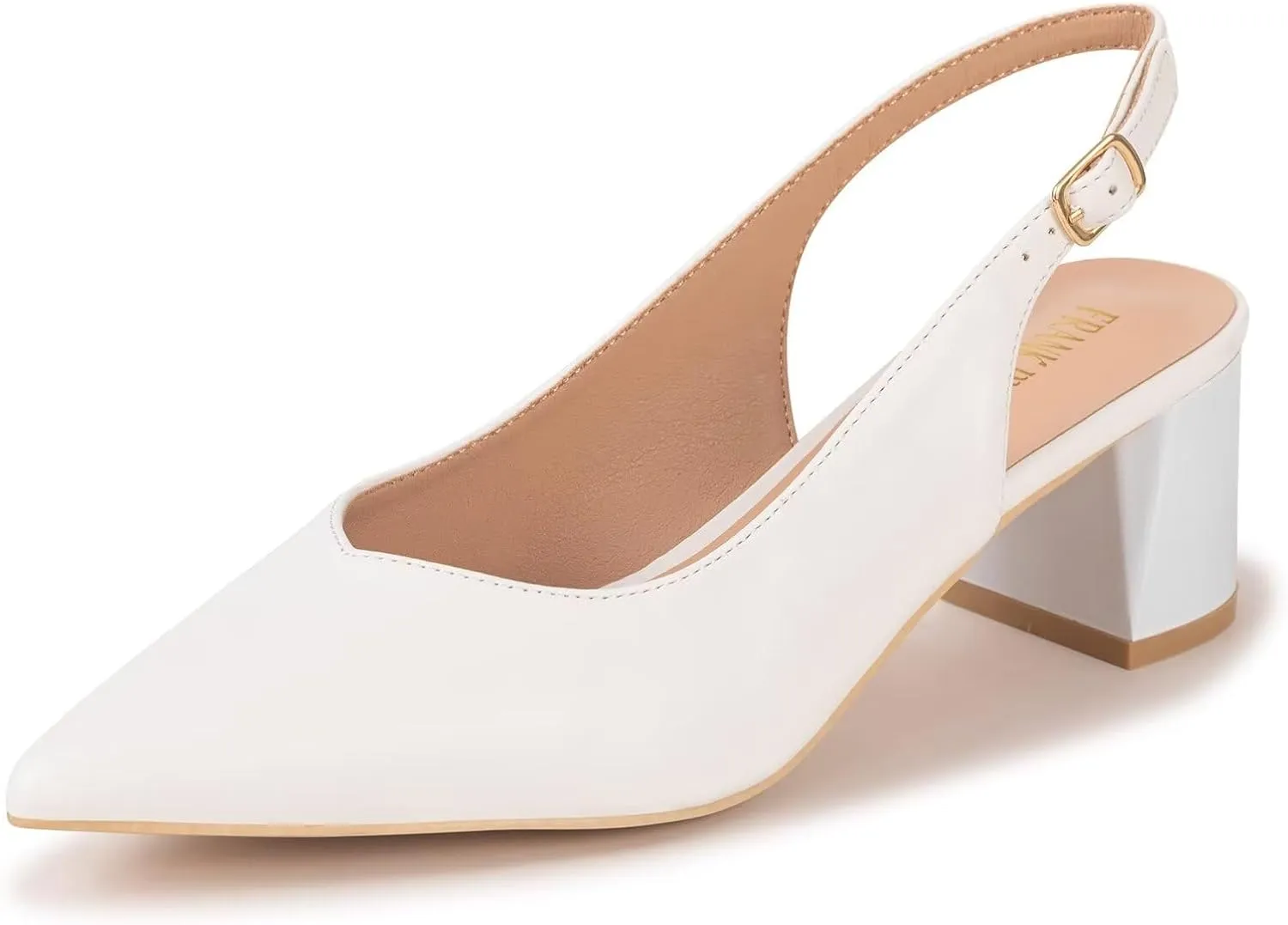 Frank Mully Women's Slingback Heels Pointed Toe Work Pumps Comfortable Chunky Pumps Closed Toe Stylish Dressy Shoes