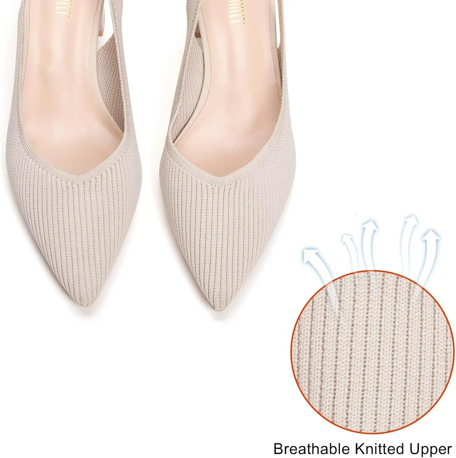 Frank Mully Women's Slingback Heels Pointed Toe Work Pumps Comfortable Chunky Pumps Closed Toe Stylish Dressy Shoes