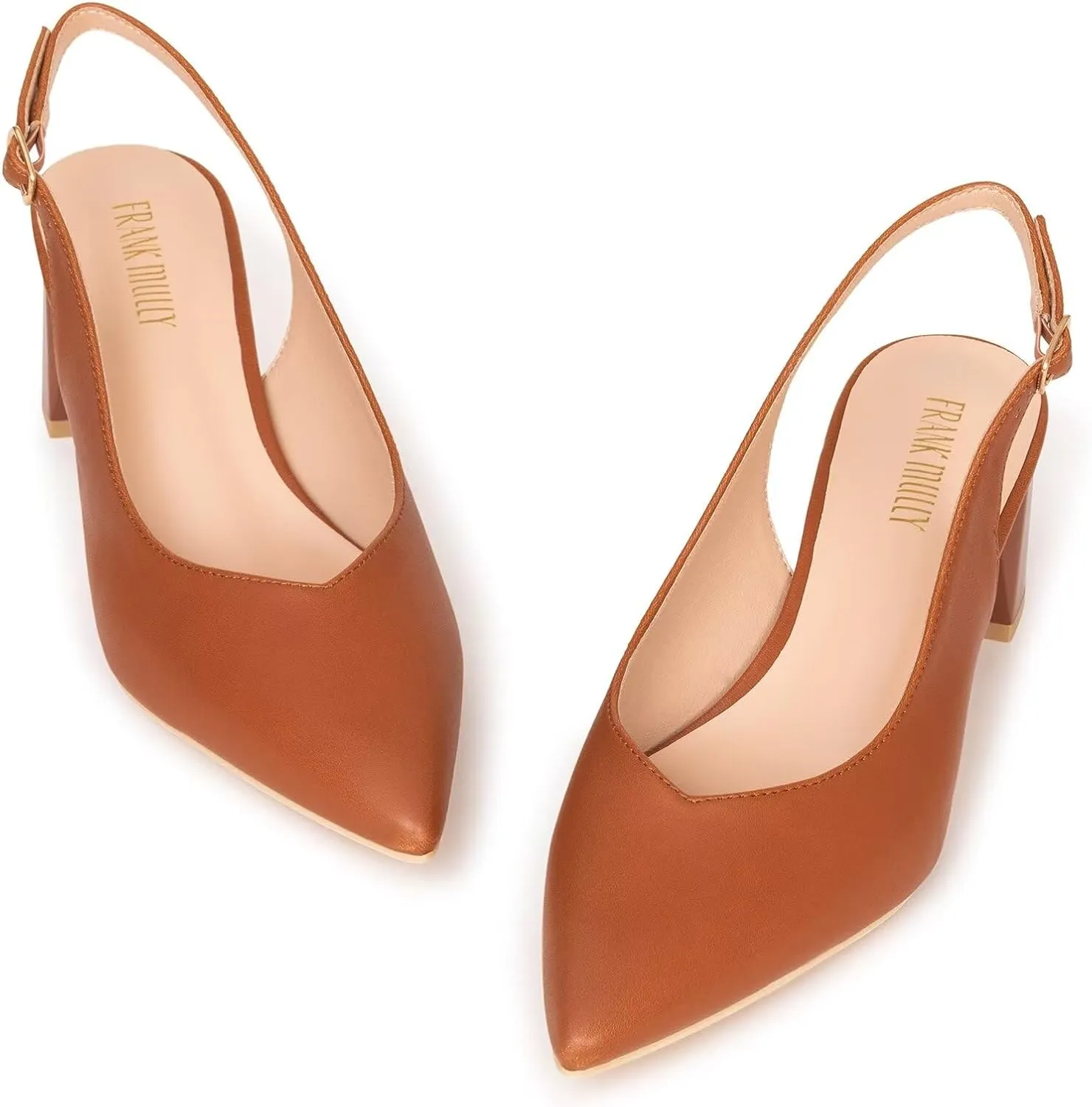 Frank Mully Women's Slingback Heels Pointed Toe Work Pumps Comfortable Chunky Pumps Closed Toe Stylish Dressy Shoes