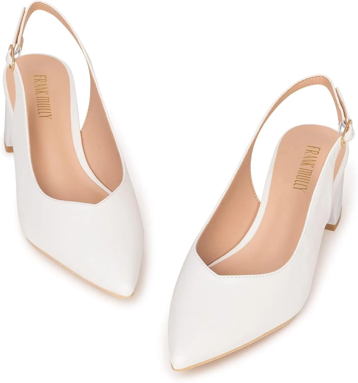 Frank Mully Women's Slingback Heels Pointed Toe Work Pumps Comfortable Chunky Pumps Closed Toe Stylish Dressy Shoes
