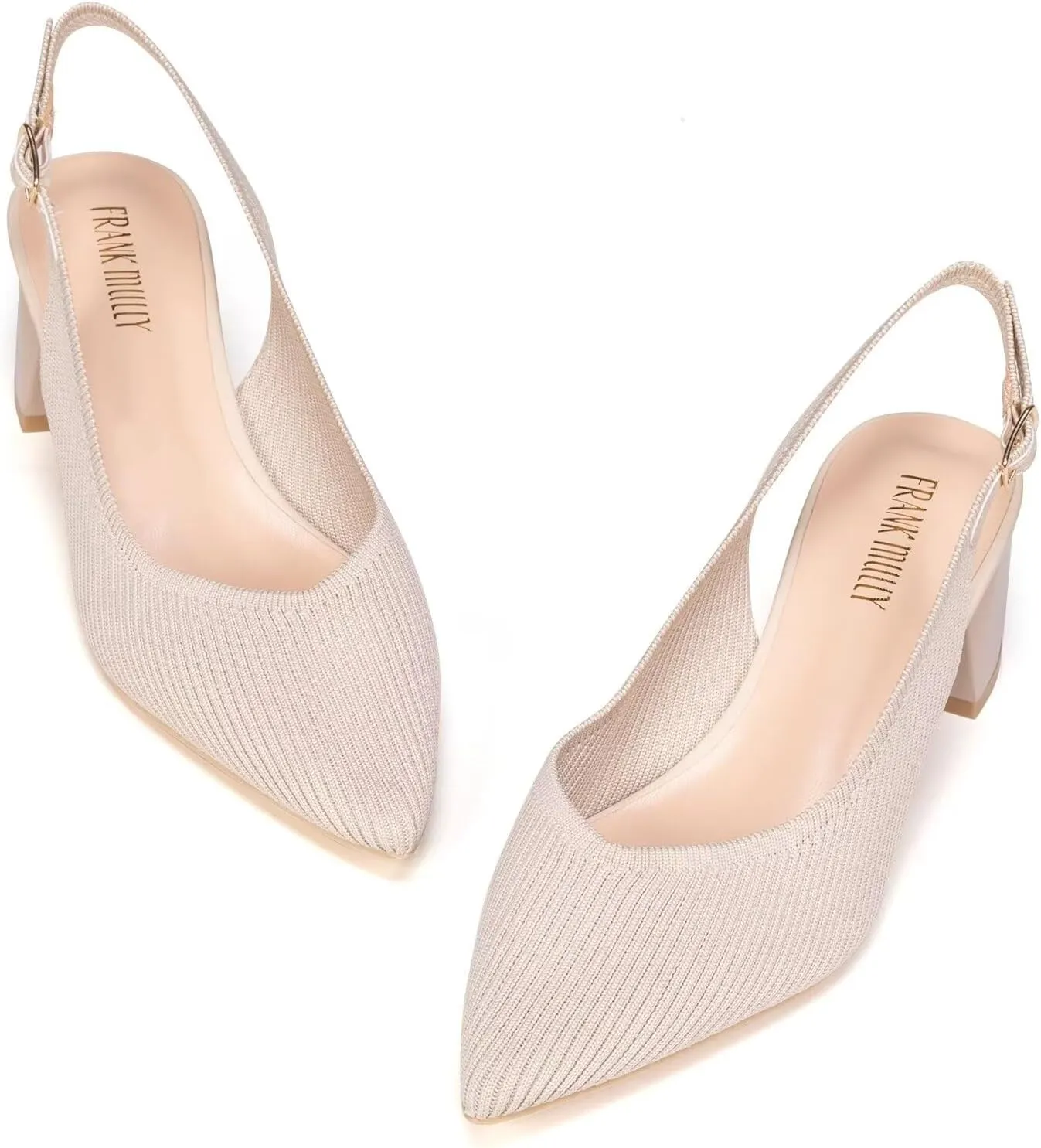 Frank Mully Women's Slingback Heels Pointed Toe Work Pumps Comfortable Chunky Pumps Closed Toe Stylish Dressy Shoes