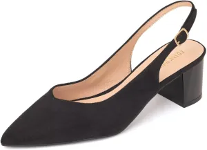 Frank Mully Women's Slingback Heels Pointed Toe Work Pumps Comfortable Chunky Pumps Closed Toe Stylish Dressy Shoes