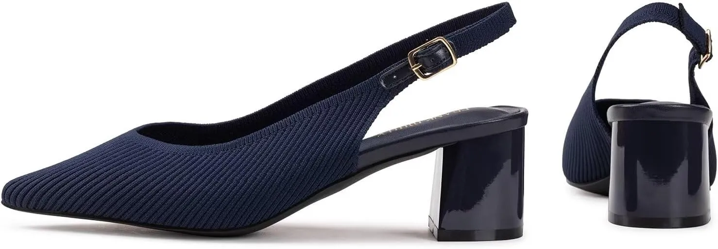 Frank Mully Women's Slingback Heels Pointed Toe Work Pumps Comfortable Chunky Pumps Closed Toe Stylish Dressy Shoes